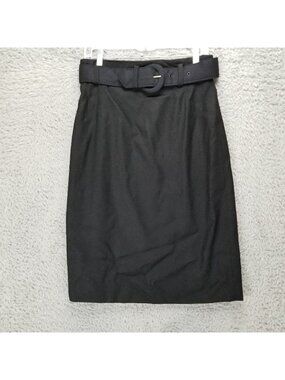 Radcliffe Skirt Womens 29 Black 100% Wool Belted Minimalist Pencil Skirt